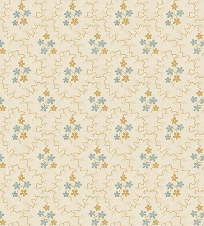 Posy Wallpaper by GP & J Baker Ochre/Blue