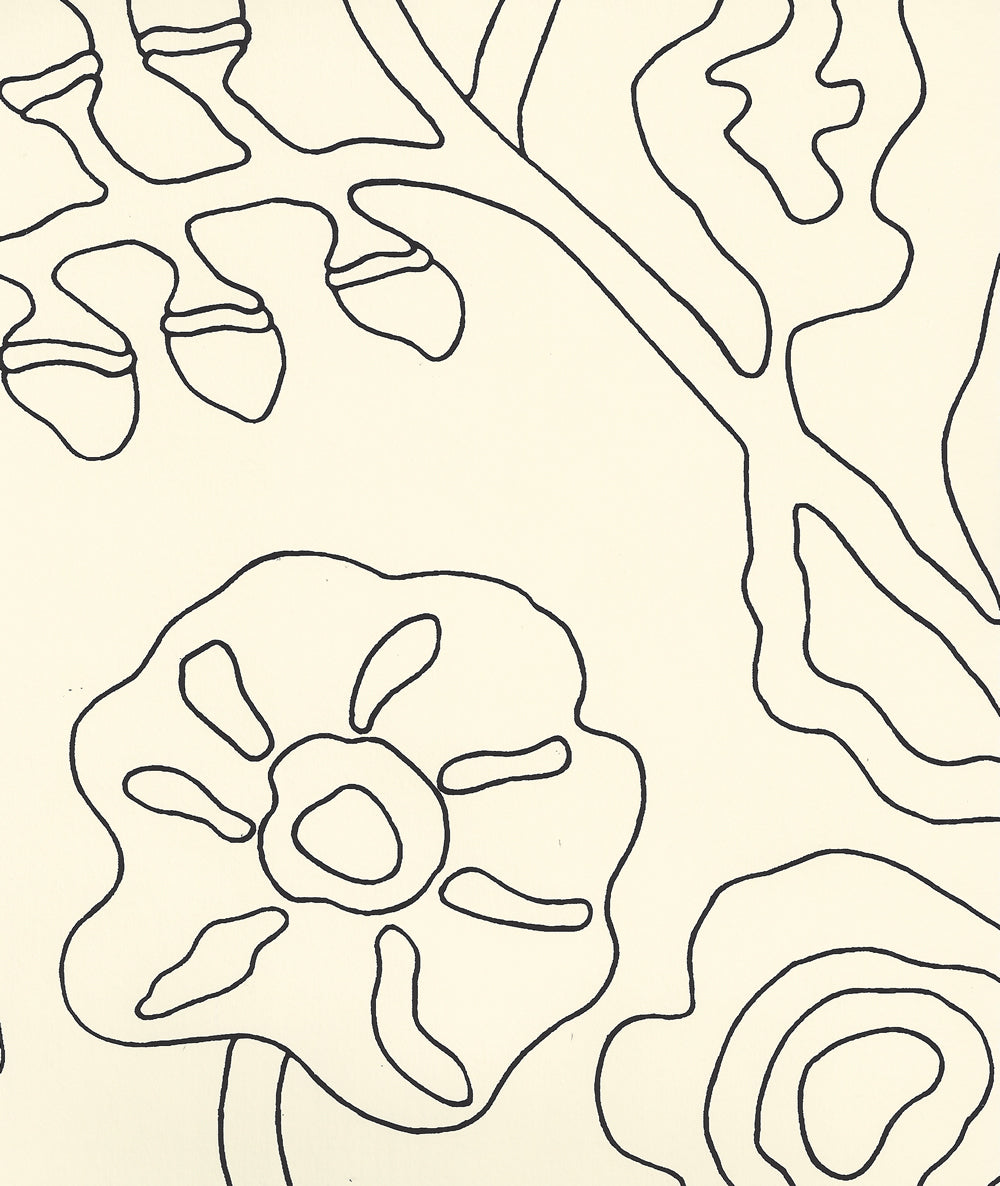 Potalla Outline Black on Off White wallpaper by Alan Campbell