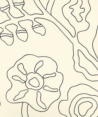 Potalla Outline Black on Off White wallpaper by Alan Campbell