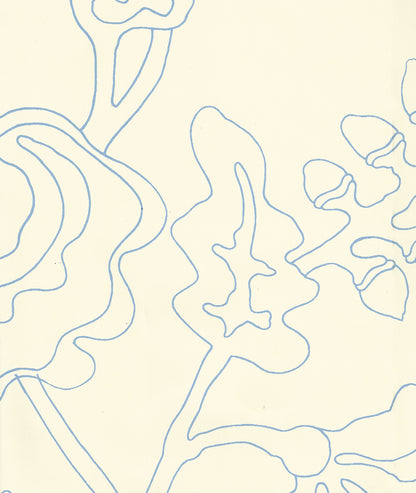 Potalla Outline French Blue on Off White wallpaper by Alan Campbell
