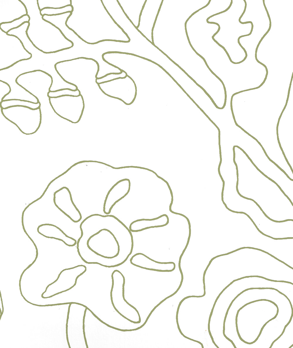 Potalla Outline Jungle Green on White wallpaper by Alan Campbell