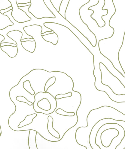 Potalla Outline Jungle Green on White wallpaper by Alan Campbell