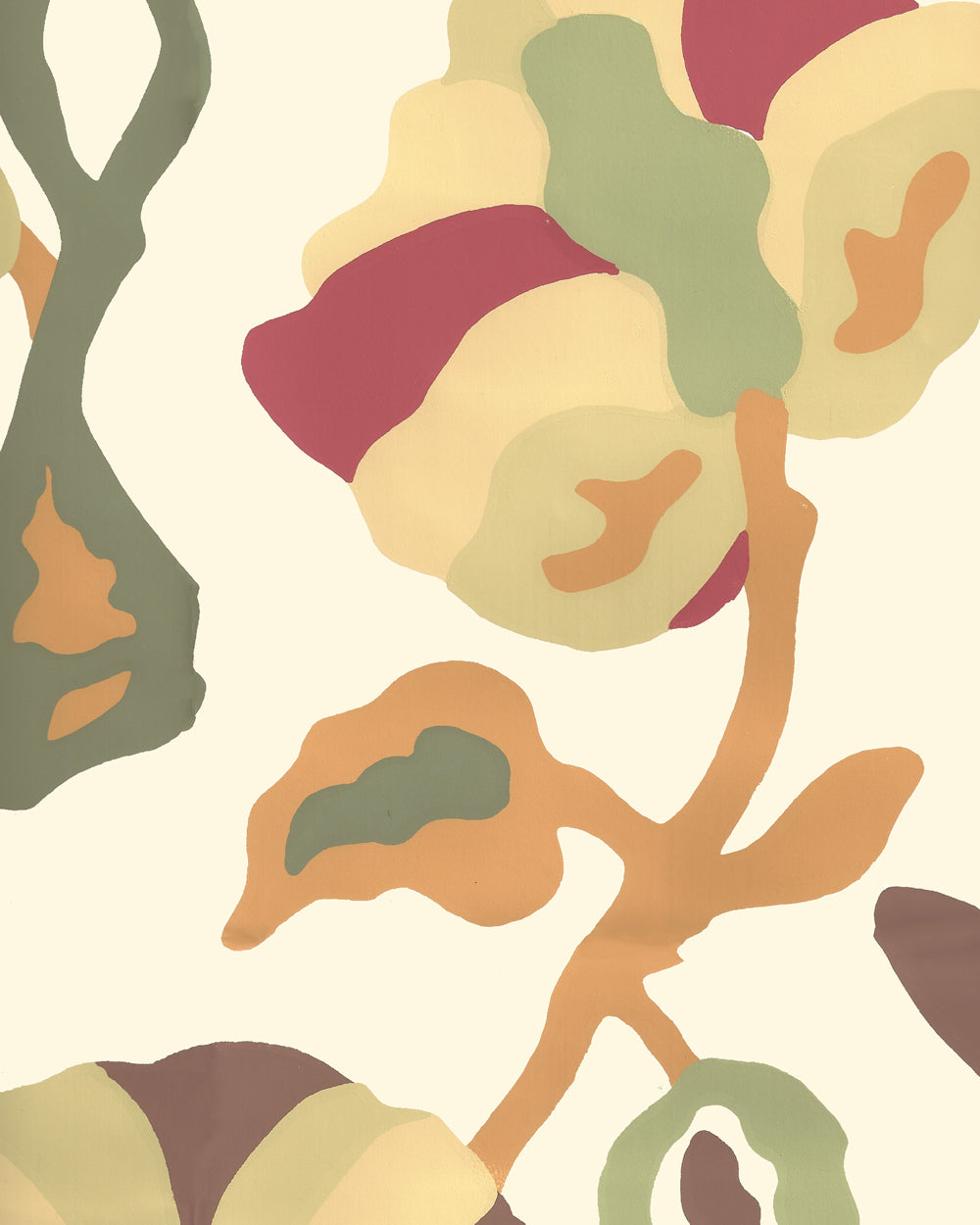 Potalla Multi Greens Rust on Off White wallpaper by Alan Campbell