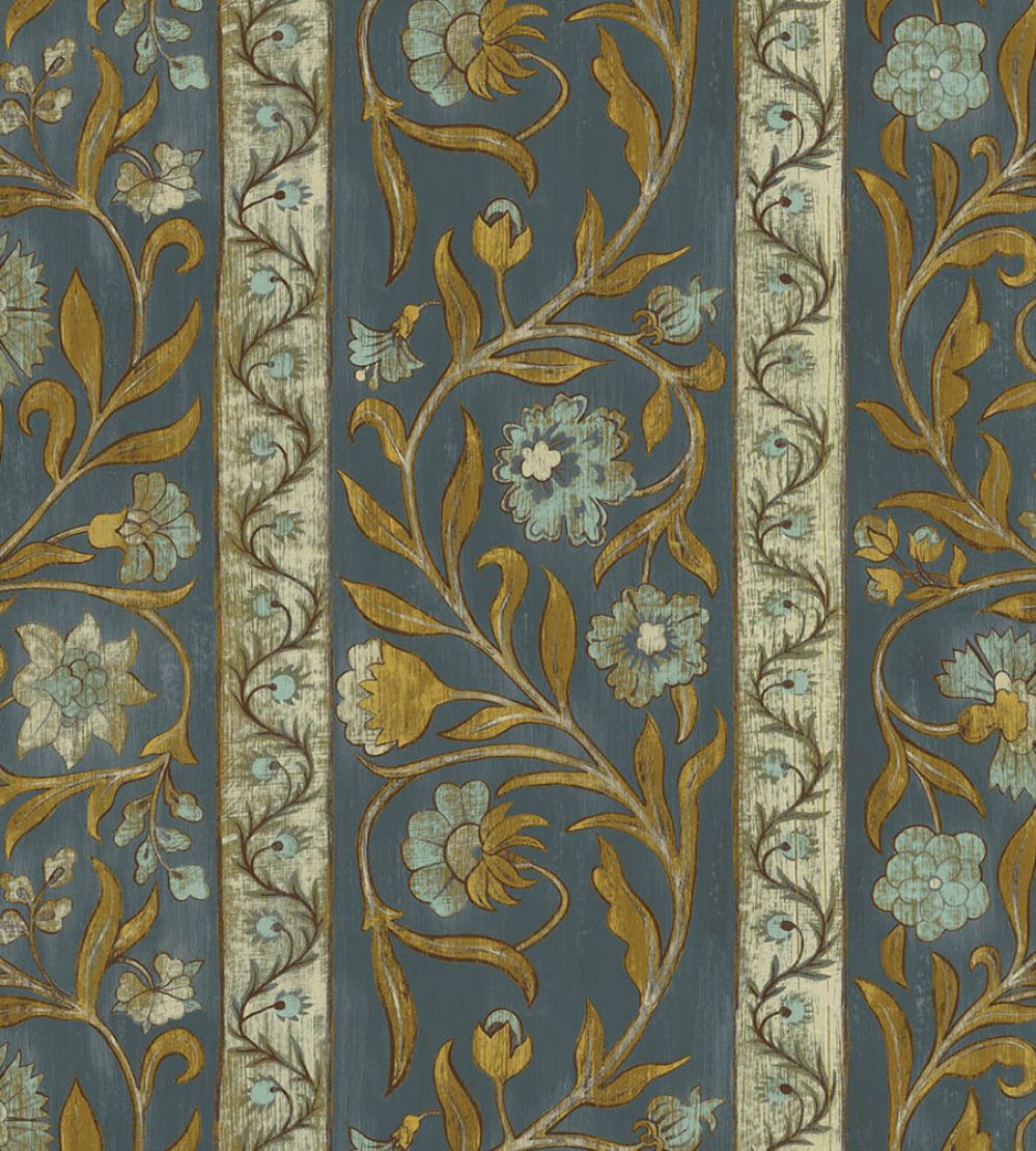 Potter Stripe Wallpaper by Josephine Munsey Blue and Olive