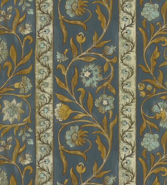 Potter Stripe Wallpaper by Josephine Munsey Blue and Olive