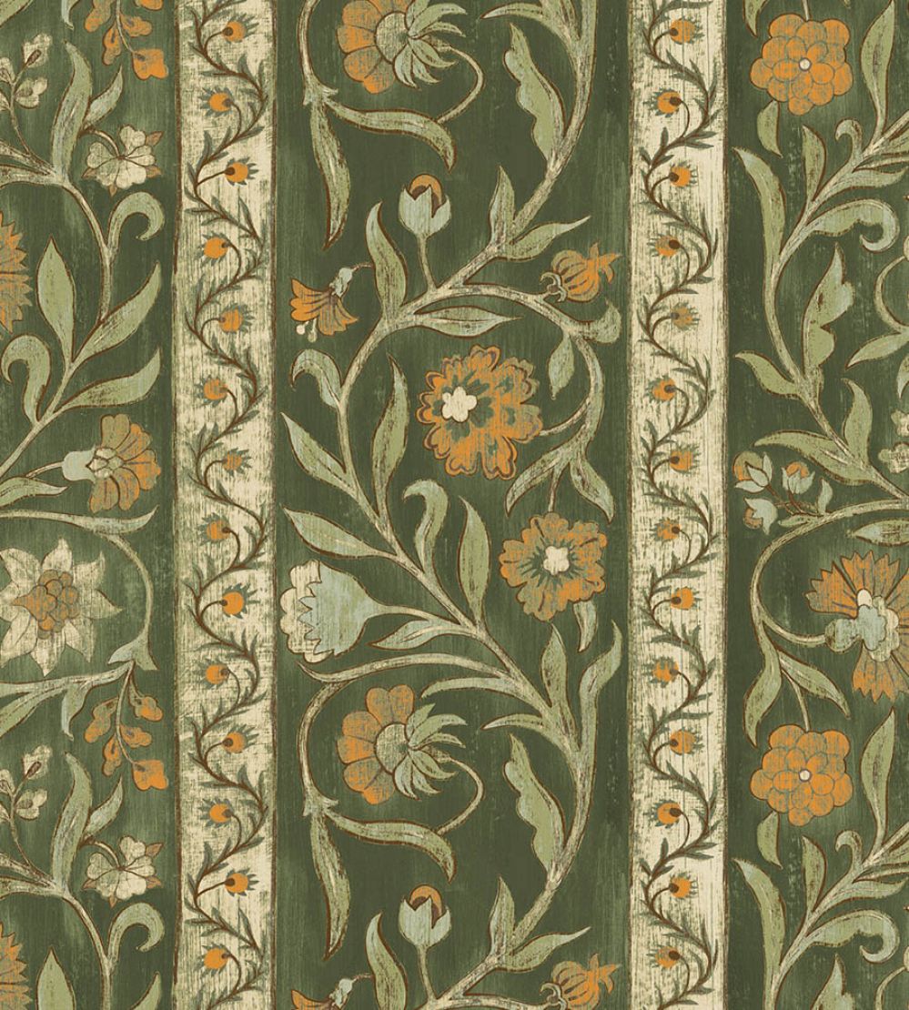 Potter Stripe Wallpaper by Josephine Munsey Green and Orange