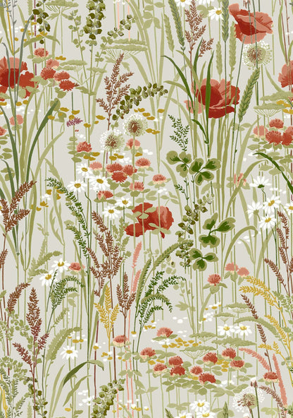 Pradera wallpaper by Coordonné in Cisne, flat pattern view