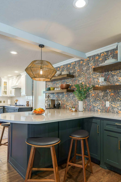 Pradera wallpaper by Coordonné in Curry, shown in a styled room