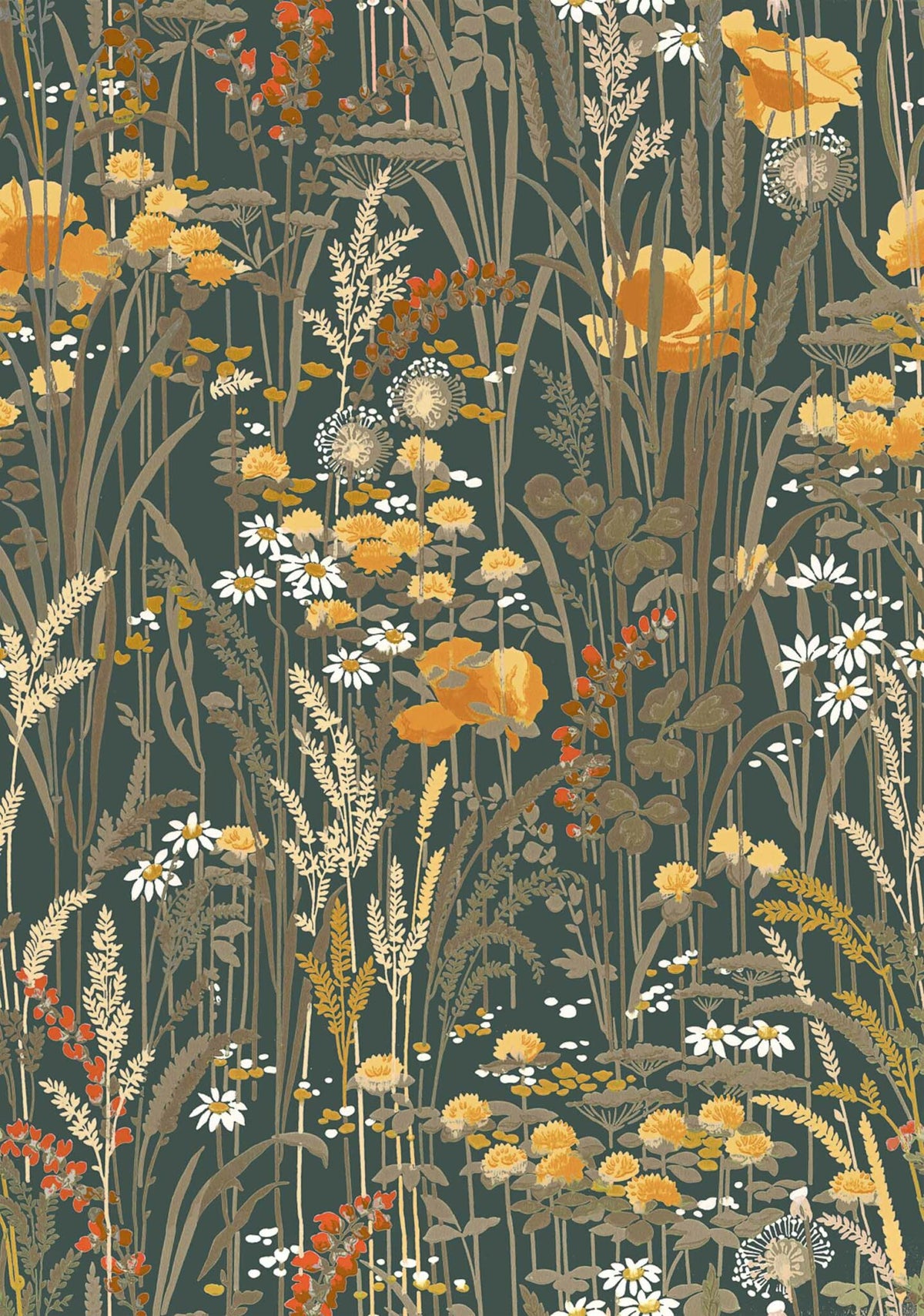 Pradera wallpaper by Coordonné in Curry, flat pattern view