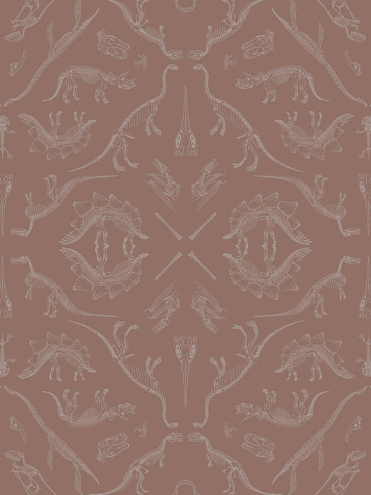 Prehistoria Wallpaper by Divine Savages in Terracotta, pattern swatch