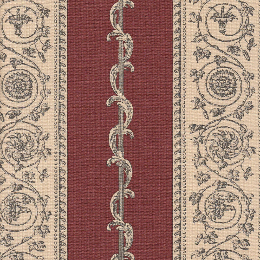 Print Room Stripe Fabric by Nile & York in Burgundy