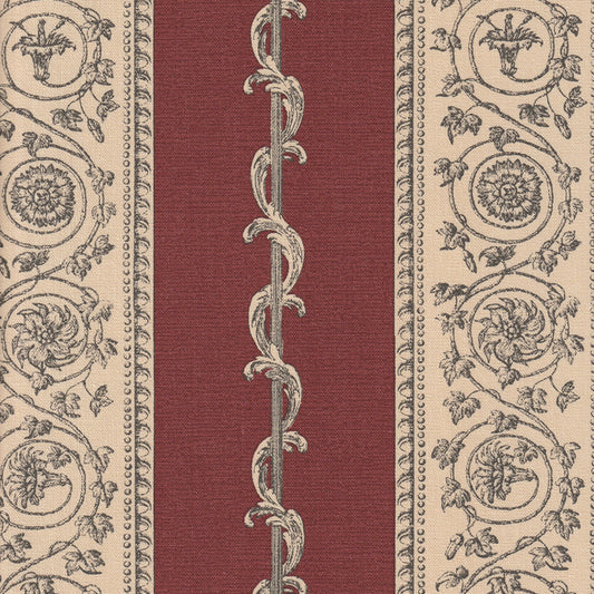 Print Room Stripe Fabric by Nile & York in Burgundy