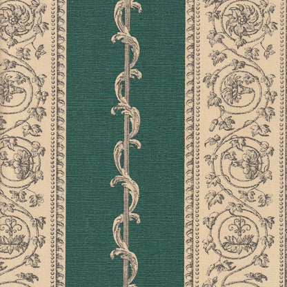 Print Room Stripe Fabric by Nile & York in Dark Green