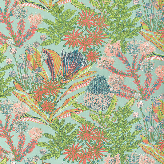 Protea Print Fabric by Thibaut in Pool (F81761)