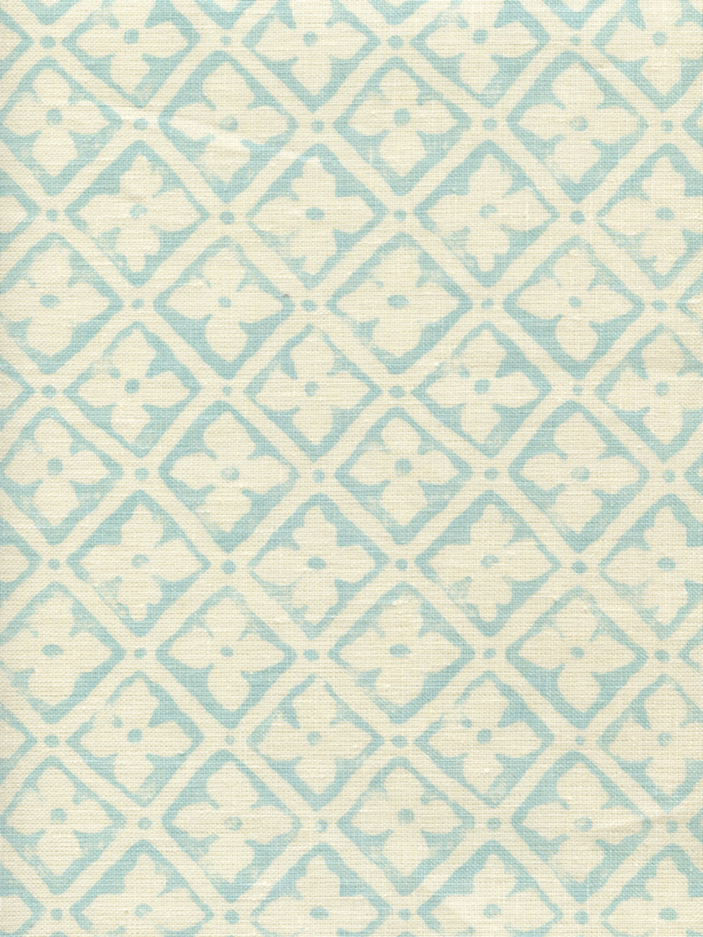 Puccini Venice Blue on Tinted Linen fabric by Quadrille