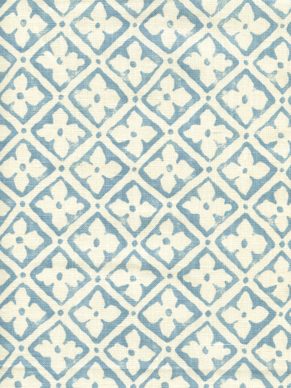 Puccini Windsor Blue on Tinted Linen fabric by Quadrille