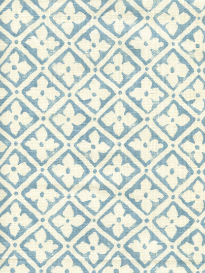 Puccini Windsor Blue on Tinted Linen fabric by Quadrille