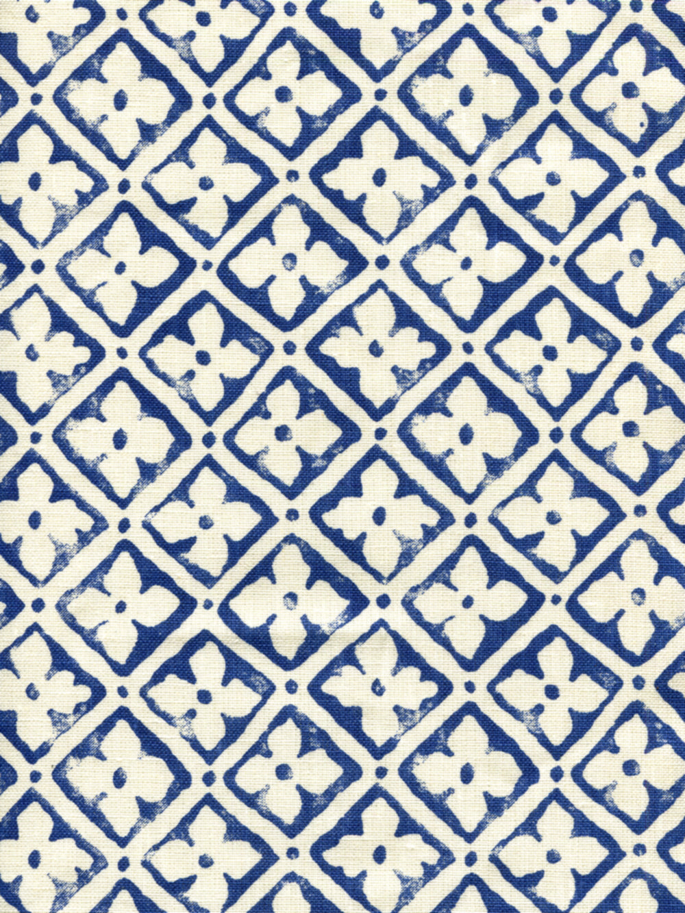 Puccini New Navy on Tinted Linen fabric by Quadrille