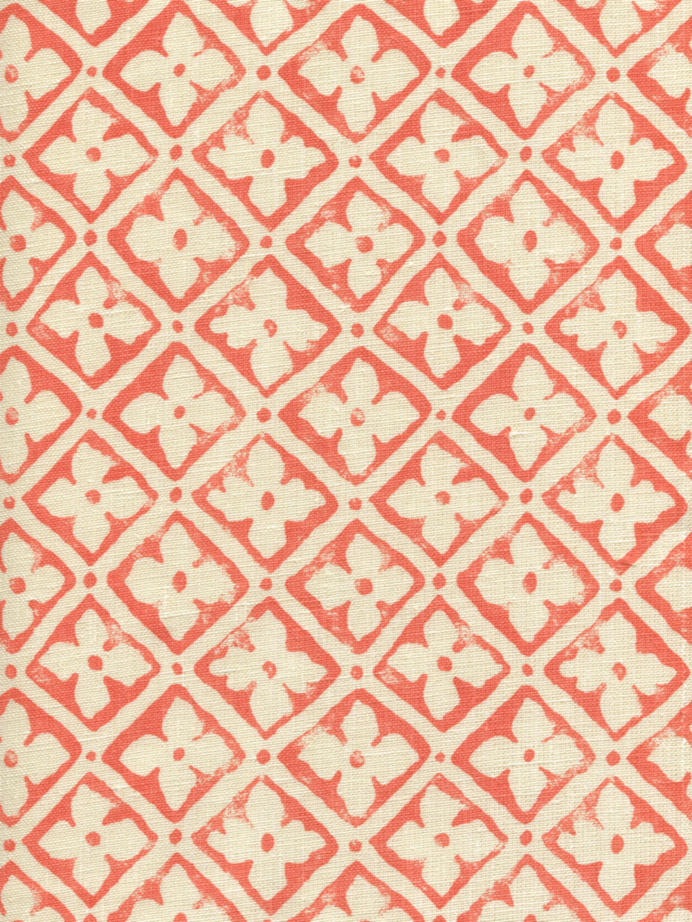 Puccini Tomato on Tinted Linen fabric by Quadrille