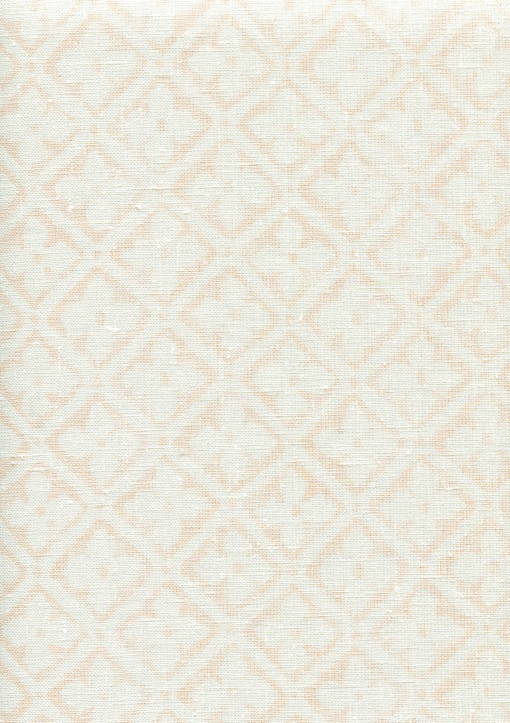 Puccini Soft Peach on White Linen fabric by Quadrille