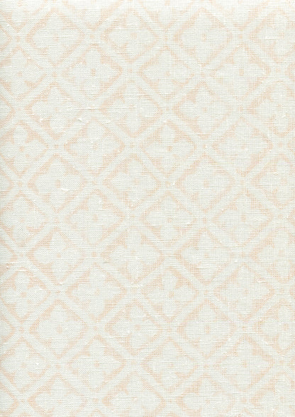 Puccini Soft Peach on White Linen fabric by Quadrille