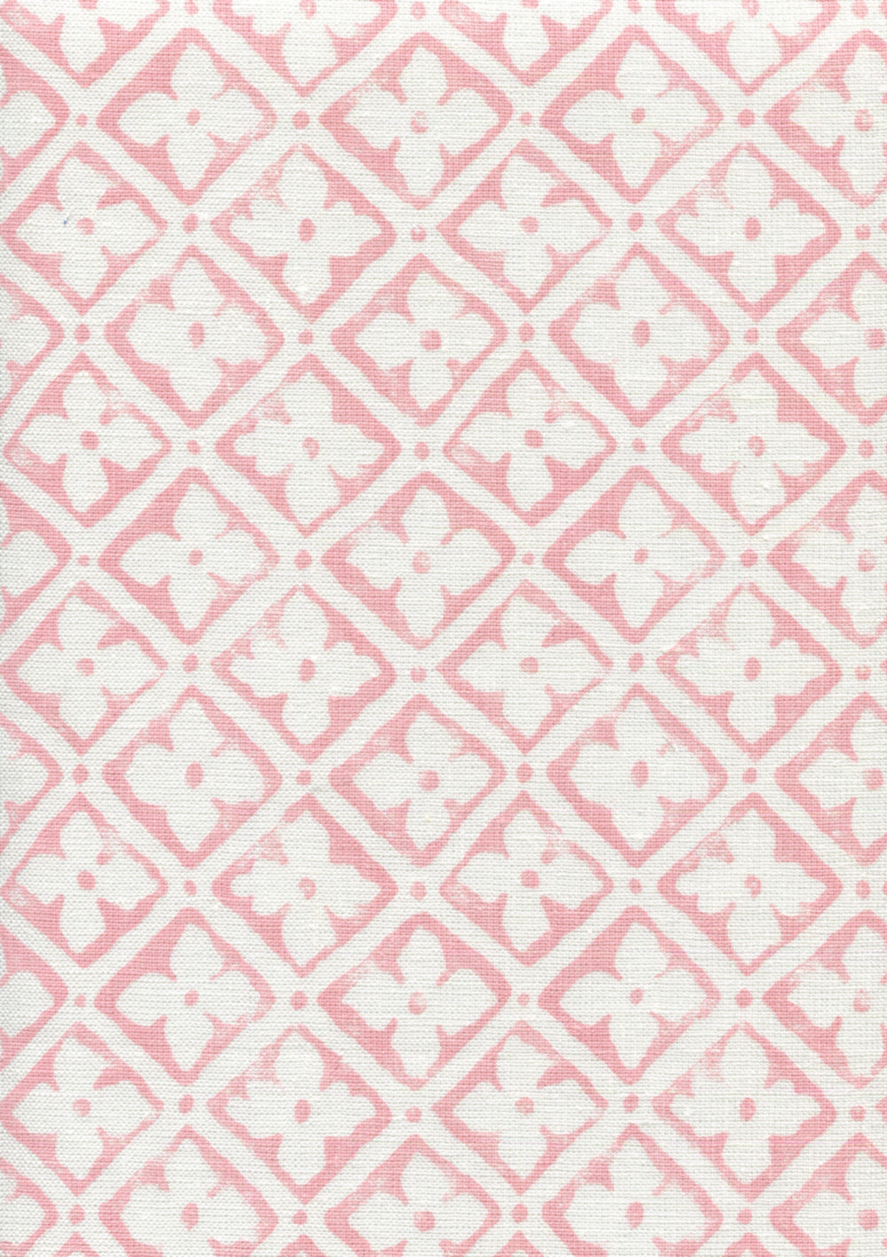 Puccini Soft Pink on White Linen fabric by Quadrille