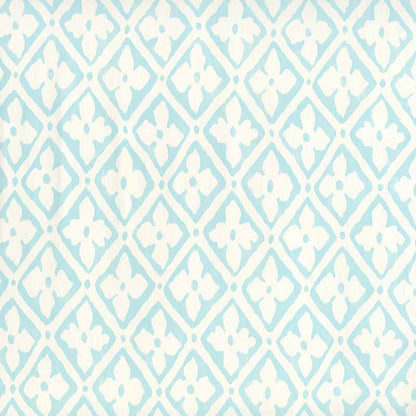 Puccini Venice Blue on Almost White wallpaper by Quadrille