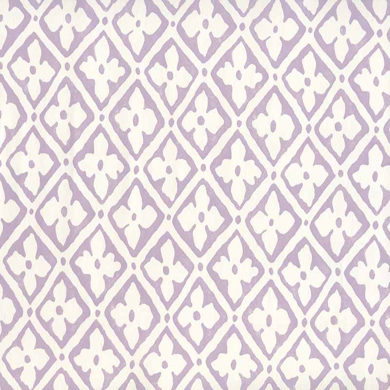 Puccini Lavender on Almost White wallpaper by Quadrille
