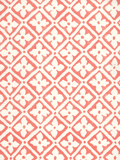 Puccini Tomato on Almost White wallpaper by Quadrille