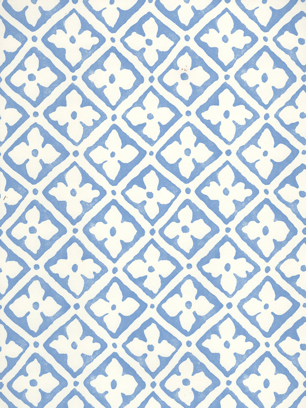 Puccini French Blue on Almost White wallpaper by Quadrille