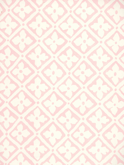 Puccini Light Pink on Almost White wallpaper by Quadrille