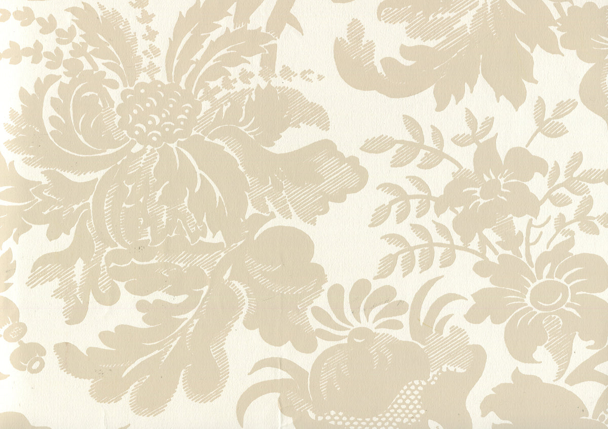 Des Gardes Pumice on Off White wallpaper by Quadrille