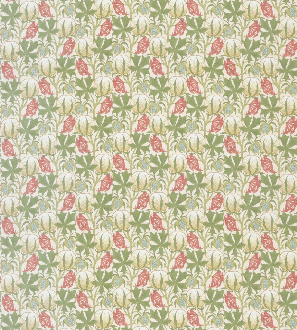 Pumpkins Cotton Fabric by GP & J Baker Coral/Green