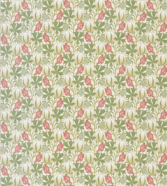 Pumpkins Cotton Fabric by GP & J Baker Coral/Green