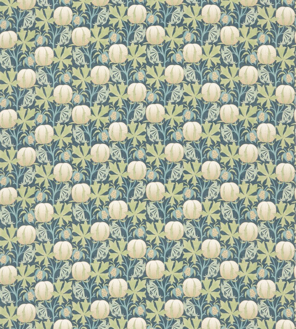 Pumpkins Cotton Fabric by GP & J Baker Green/Blue