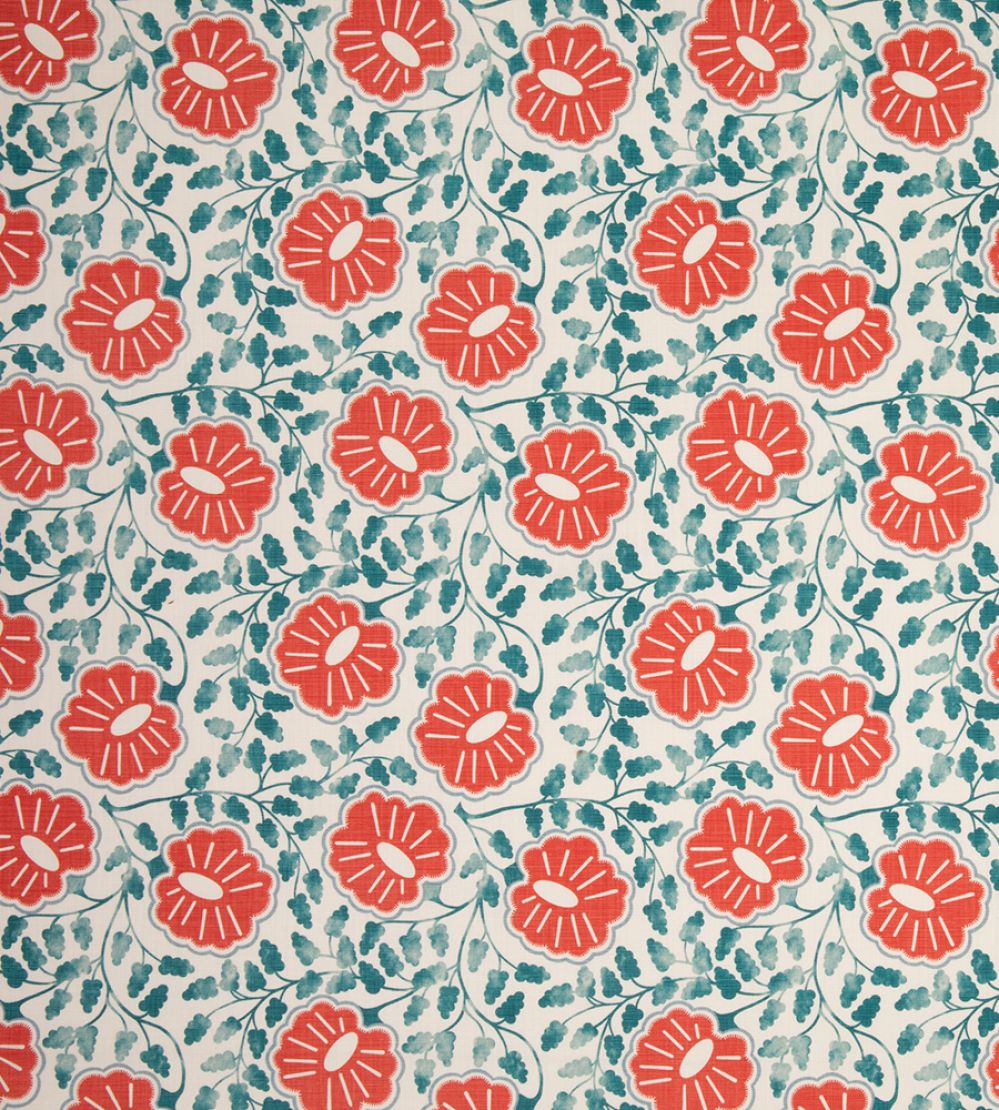 Punch Paisley Fabric by Christopher Farr Cloth Coral