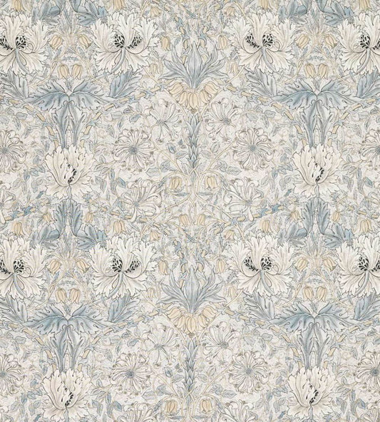Pure Honeysuckle & Tulip Sheer Wide Width Fabric by Morris & Co Soft Blue/Linen