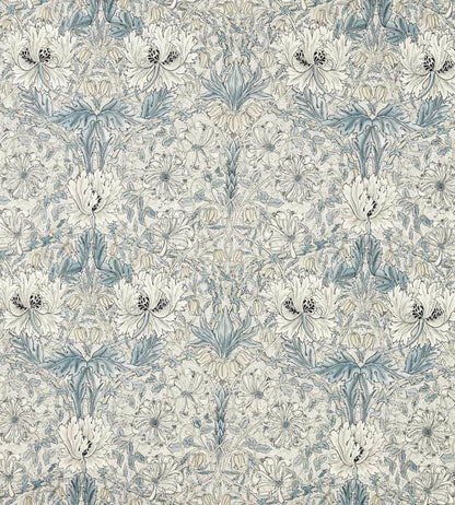 Pure Honeysuckle & Tulip Wide Width Fabric by Morris & Co Mineral Blue/Cream