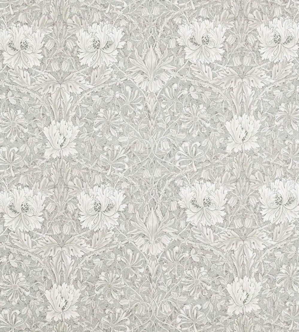 Pure Honeysuckle & Tulip Wide Width Fabric by Morris & Co Soft Mint/Grey