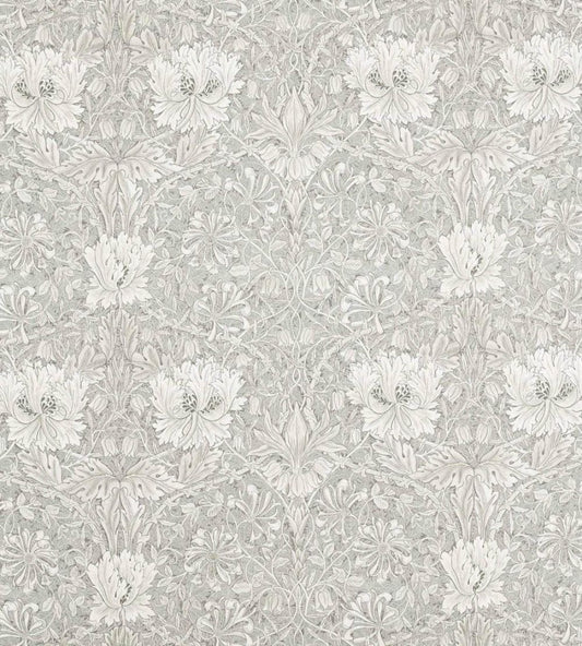 Pure Honeysuckle & Tulip Wide Width Fabric by Morris & Co Soft Mint/Grey