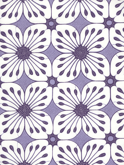 Barbados Batik Purple Medium Purple on White wallpaper by China Seas