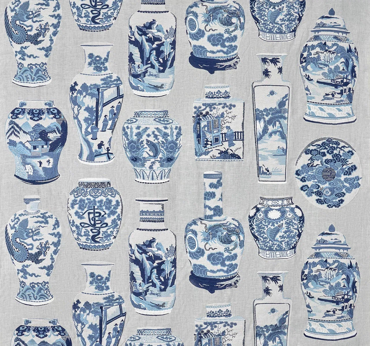 Qinghua Fabric by Pierre Frey in Blue Porcelain (F3806001)