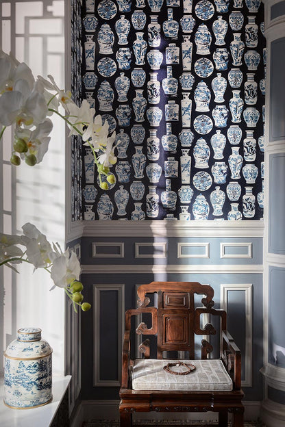 Qinghua Petit Wallpaper by Pierre Frey shown in a room setting (view 1)