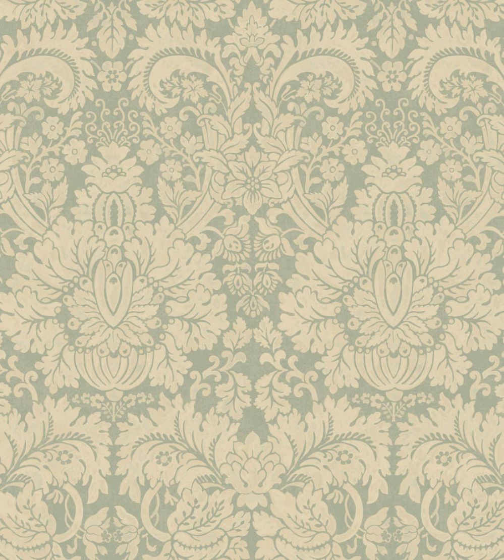 Queen's Damask Wallpaper by GP & J Baker Aquamarine