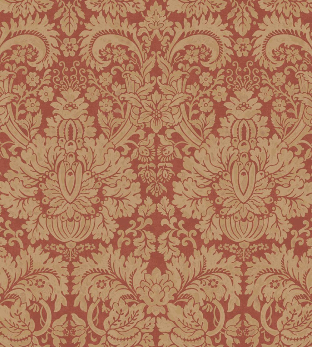 Queen's Damask Wallpaper by GP & J Baker Old Red