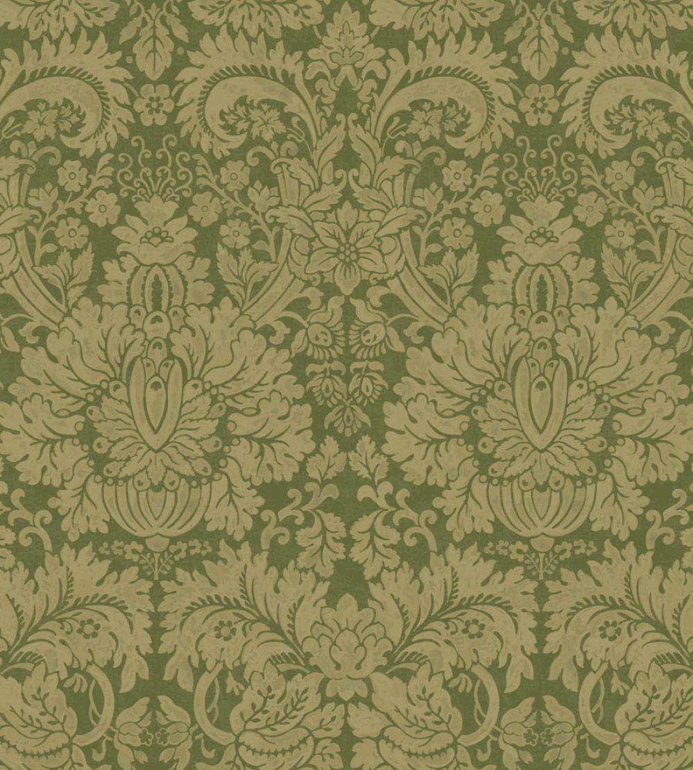 Queen's Damask Wallpaper by GP & J Baker Royal Green
