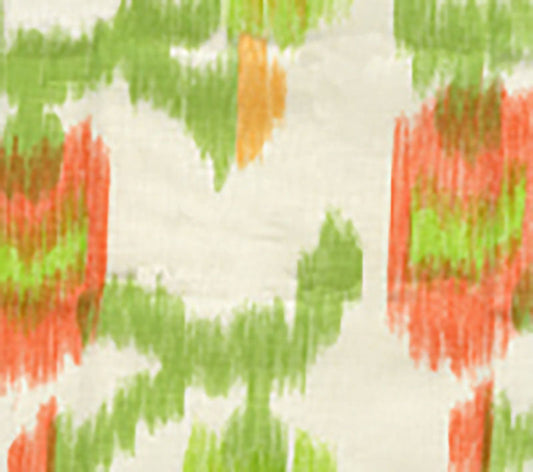 Queluz Green Yellow Peach Lime fabric by Alan Campbell