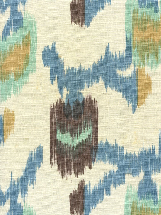 Queluz Blue Taupe Brown Turquoise fabric by Alan Campbell