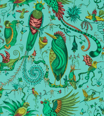 Quetzal Wallpaper by Clarke & Clarke Aqua