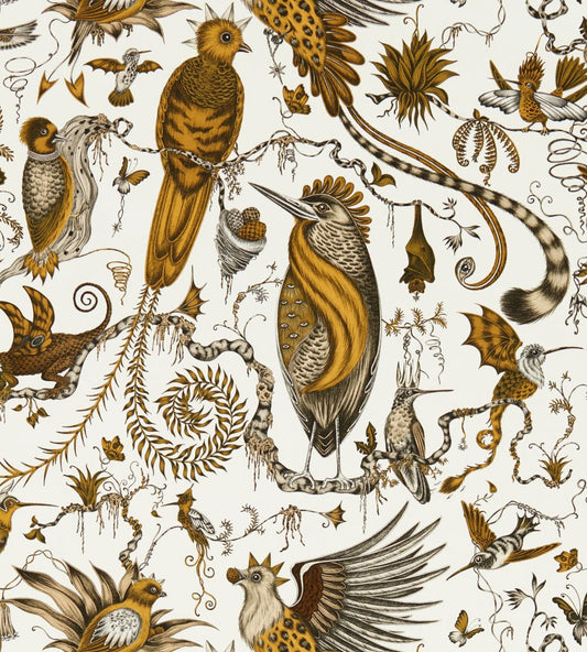 Quetzal Wallpaper by Clarke & Clarke Gold